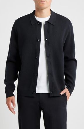 Open Edit Polo Cardigan in Black Caviar at Nordstrom, Size Xx-Large