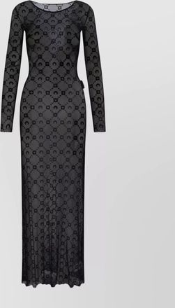 Marine Serre patterned sheer maxi dress with long sleeves