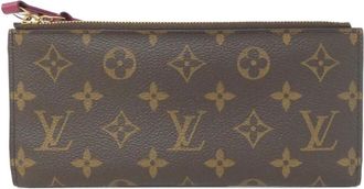 Louis Vuitton Gold Brown Fuchsia Marron Coated Canvas Long Wallet (Bi-Fold) (Pre-Owned)