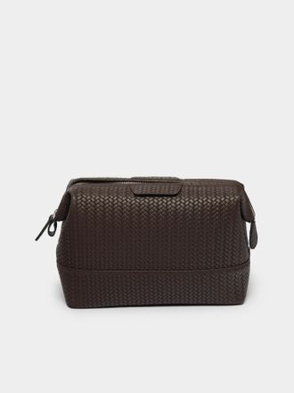 F. Hammann Woven Leather Large Wash Bag