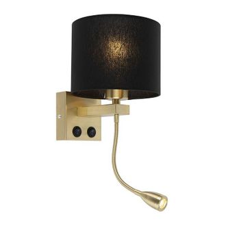 QAZQA Art Deco Wall Light Gold with Black Shade - Brescia