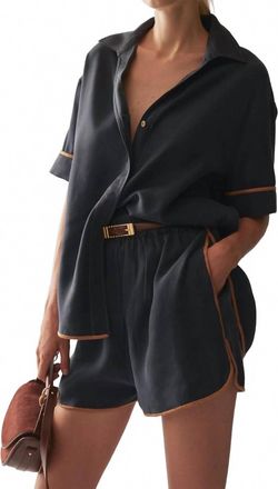 SANCIA Khoen Short Sleeve Button Down Shirt In Eclipse