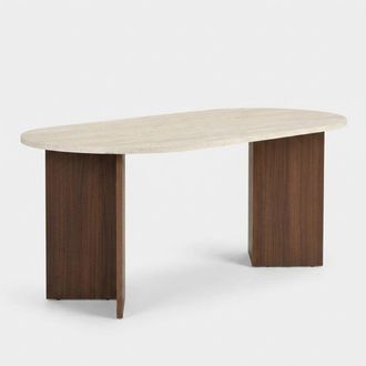 Hanah Home Mesa De Comedor Ovalada En Melamina 180x90 Sablin - Marron Oscuro
