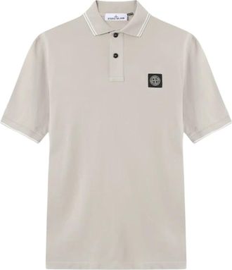 Stone Island Slim-fit Polo met korte mouwen en kompaspatch - Heren - Polos - Grijs - 3XL - Katoen - Tops