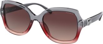 Coach Burgundy Grey Gradient Butterfly Ladies Sunglasses HC8295 5620E2 56