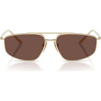Prada 58mm Pillow Sunglasses in Pale Gold /Black Chocolate at Nordstrom