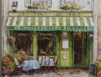 Schubiger M&ouml;bel Bild Franz&ouml;sisches Caf&eacute; in Gr&uuml;n