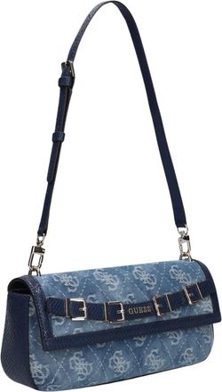 Guess Tassen, Dames, Blauw, ONE Size, Denim, Dovie Flap Shoulder Bag