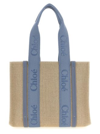 Chlo&eacute; Blue Linen Tote Womens Bag