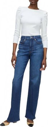 Veronica Beard Taylor High Rise Wide Leg Jeans In Bright Blue