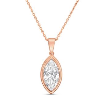 Diana M. Jewels 14kt rose gold 9.00 ct lab grown marquise bezel with bail pendant