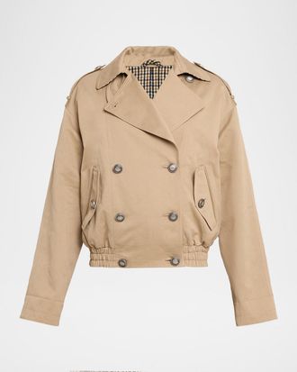 Brunello Cucinelli Double-Breasted Techno Short Trench Coat