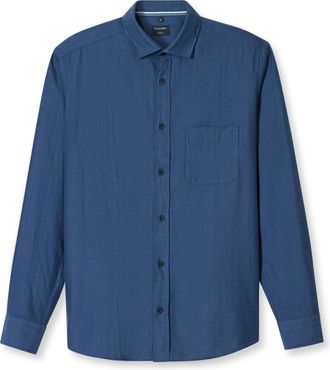 Olymp Flanellhemd OLYMP, Herren, Gr. XXL, N-Gr, marine, Flanell, Obermaterial: 100% Baumwolle, 1-Knopf-Manschette, Hemden Flanellhemd, casual, modern fit, K