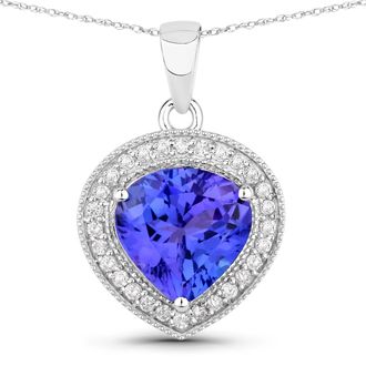 Diana M. Jewels Tanzanite ( AAA+ ) Heart Shape 8.80mm ( Height: 5mm ) - 1Pc + White Diamond F/C Round 1.10mm ( I1-I2/I color ) - 29Pcs ( J Back )