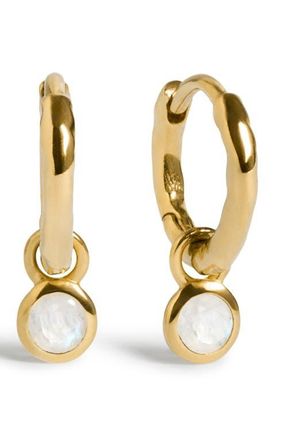 Monica Vinader Birthstone Huggie Hoop Earrings in 18K Gold Vermeil/moonstone at Nordstrom