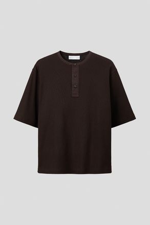 H&M Henleyshirt aus Leinengemisch in Loose Fit - Brown