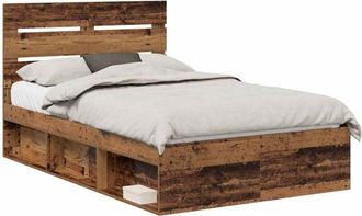 vidaXL Bed Frame with Headboard Old Wood 120 x 190 cm Solid Pine Wood vidaXL
