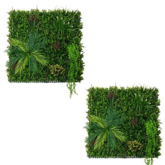 MonsterShop Alina Artificial Wall Tile x 2 - 100cm x 100cm in Green | Size: 100 cm x 100 cm