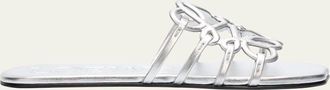 Loewe Petal Anagram Metallic Leather Slide Sandals