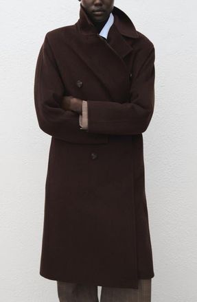 Mango Picarol Double Breasted Wool Blend Coat in Chocolate at Nordstrom, Size Xx-Large
