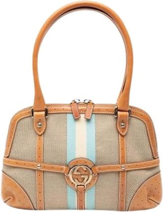 Gucci Pre-owned Handbags, female, Beige, Size: ONE SIZE Pre-owned Vintage Canvas Handbag