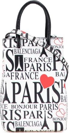 Balenciaga Pre-owned Mini Bags, female, White, Size: ONE SIZE Pre-owned Printed Leather Top Handle Bag