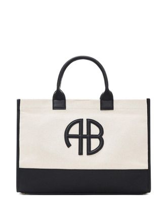 Anine Bing Medium Lara Tote Natural Canvas With Black