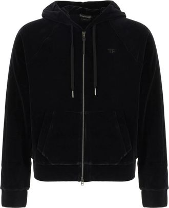 Tom Ford Hoodies & sweatvesten, Dames, Zwart, M, Zip-through Hoodie
