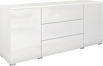 Mirjan24 C&oacute;moda Mirfivo 102, Blanco + Blanco Brillante, Con Cajones Y Puertas, N&uacute;mero De Cajones: 3, 66x150x40cm