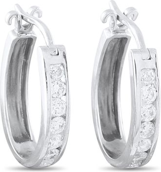 Luxury Bazaar 14K White Gold 0.50ct Diamond Hoop Earrings AER-14272R