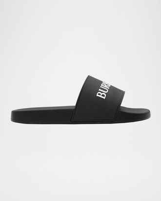 Burberry Men & apos;s Logo Contoured-Insole Slide Sandals