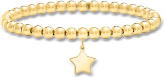 RS Pure by Ross-Simons Italian 5mm 18kt Gold Over Sterling Bead Stretch Bracelet With Star Charm