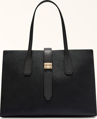 Furla Metro Tote L Nero Black Andromeda Calf Leather + Sidney Calf Leather Woman