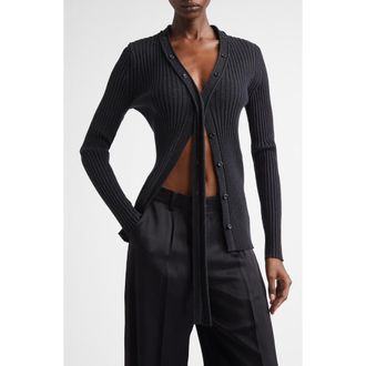 Aisling Camps Convertible Merino Wool Rib Cardigan in Charcoal Melange at Nordstrom, Size X-Small