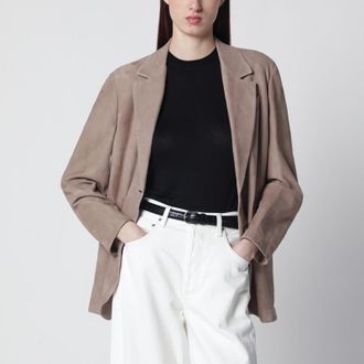 Brunello Cucinelli Light brown suede single-breasted blazer