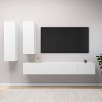 Berkfield Home 4 Piece TV Cabinet Set White Engineered Wood
