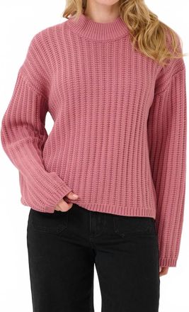 Kaffe Kabess Crew Neck Long Sleeve Pullover In Pink