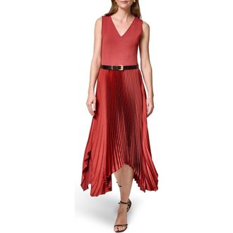 DKNY Sleeveless Pleated Dress in Sunbaked at Nordstrom, Size X-Large