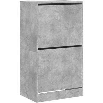 vidaXL Vidaxl - Shoe Cabinet with 2 Flip-Drawers Concrete Grey 60x42x108 cm