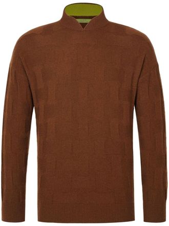 Shanghai Tang Silver Ingot jacquard jumper - men - Cashmere/Wool - 50 - Brown