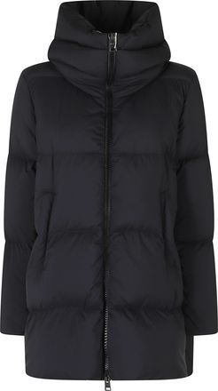 Herno Black High Neck Double-Slider Zip Polyamide Down Jacket