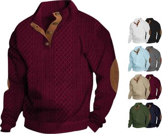 Generic Poetchic Mens Long Sleeve Cashmere Sports Sweater Cross and Crown Mens Sweater Casual Classic High Collar PulloverCable Knit (Red,3XL)