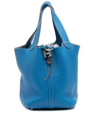 Hermès Borsa a mano Picotin in pelle Clemence con lucchetto 18 2011 - Blu