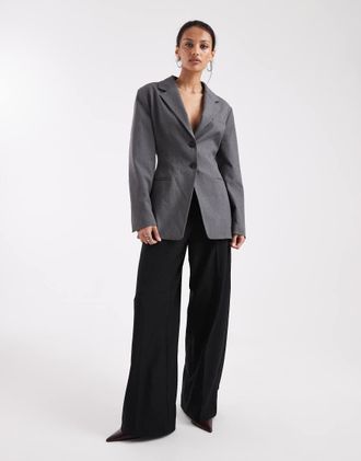 Asos Blazer stretto in vita grigio