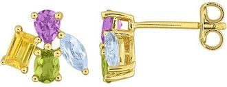 Rina Limor Silver 1.48 Ct. Tw. Amethyst, Yellow Sapphire, Peridot, Blue Topaz Floral Drop Earrings