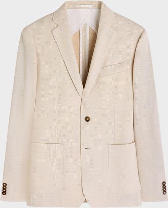 Bugatchi Men & apos;s Herringbone Cotton and Linen Two-Button Blazer