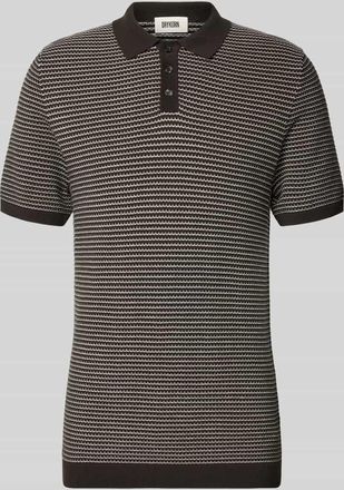Drykorn Drykorn Slim Fit Strick-Poloshirt in Two-Tone-Machart Modell Triton in Dunkelbraun, Gr&ouml;&szlig;e XXL