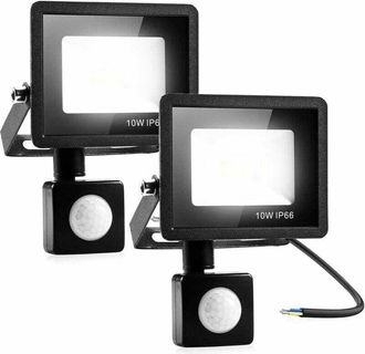 OEM 2 10w Luz De Seguridad Con Sensor De Movimiento Pir, Reflector Led Inteligente, Luces Para Exteriores 800 L&uacute;menes 3000k Blanco C&aacute;lido, Foco Led Para E