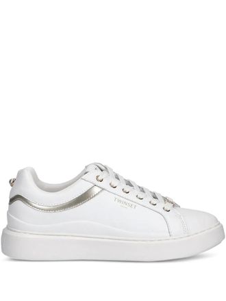 Twin-Set logo-embossed leather sneakers - White