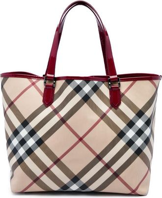 Burberry Pre-owned Burberry Supernova Check Coated Canvas Tote Ladies 0Y5DR7L379P5G371